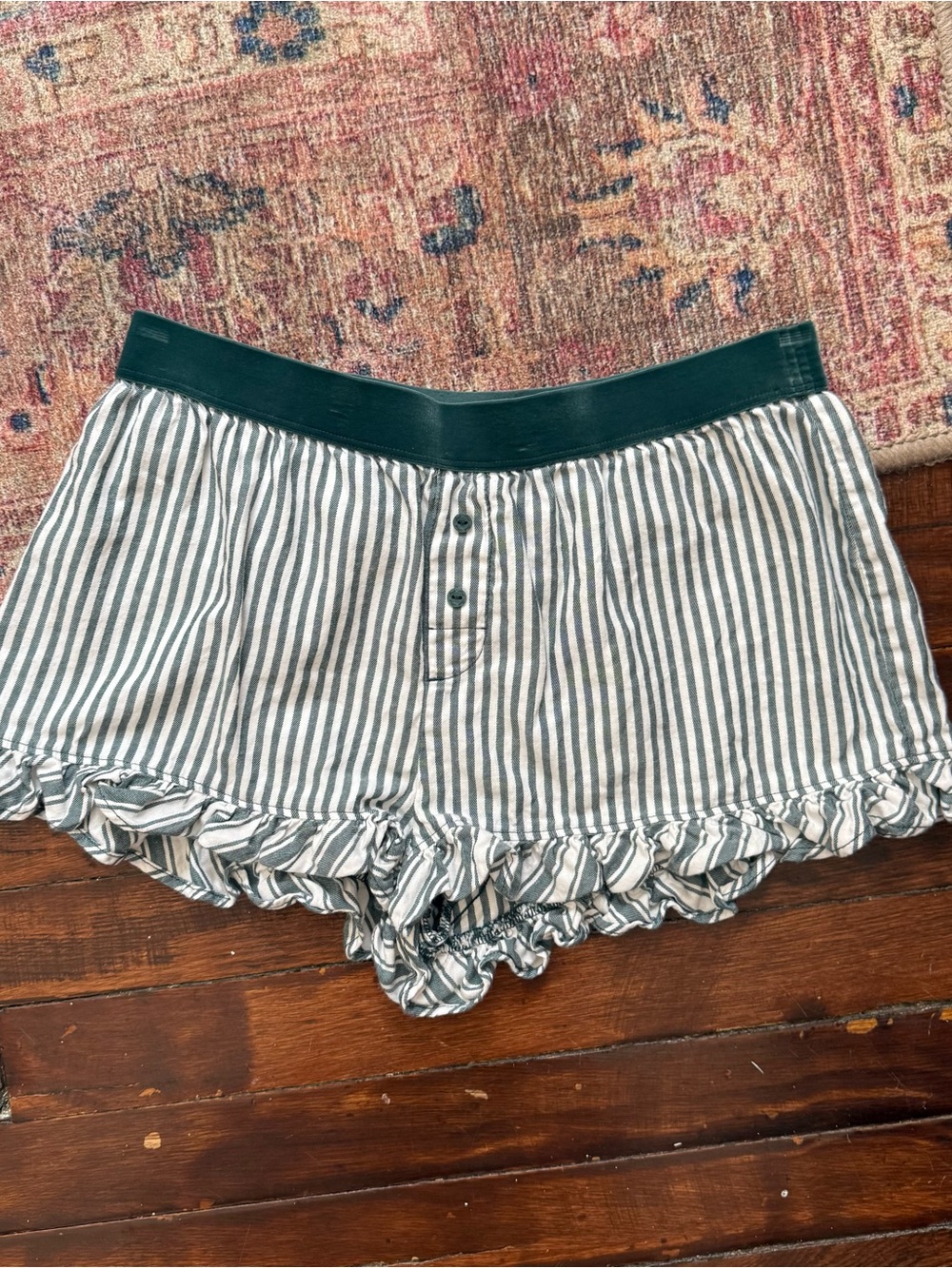Victoria’s Secret PINK Y2K Green & White Striped Mini Shorts